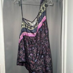 Free People Mira Ditzy Floral One Shoulder Celestial Tunic Top Size Large